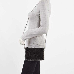 Stella McCartney Black Faux Fur Falabella Shoulder Bag